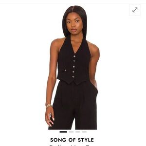 Song of Style Black Halter Blouse with Buttons